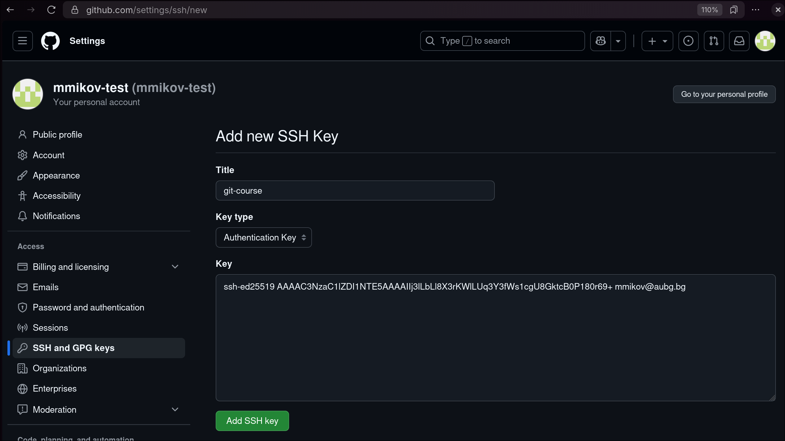 adding ssh key